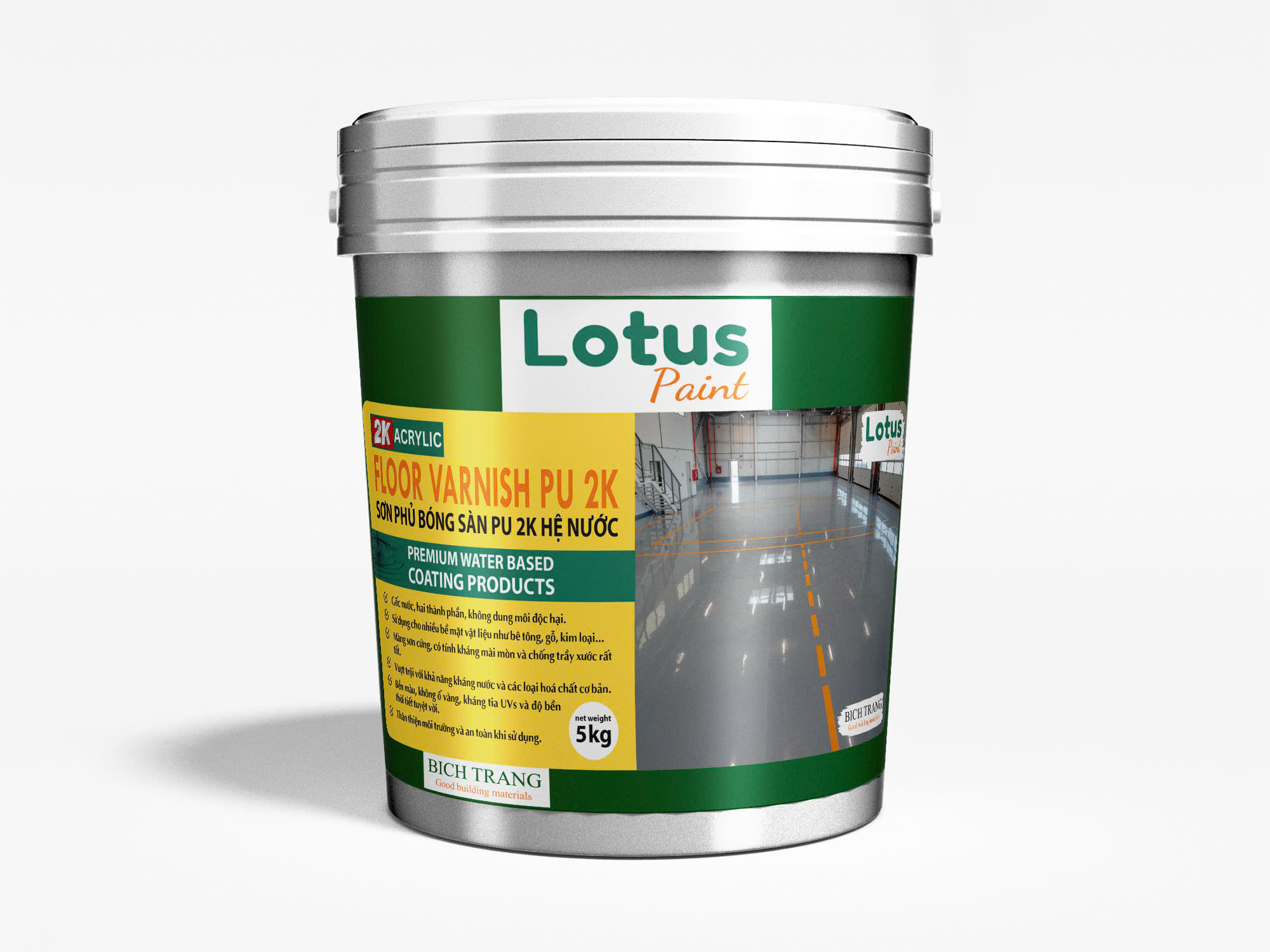 Sơn phủ bóng sàn PU 2K hệ nước Lotus FLOOR VARNISH PU 2K